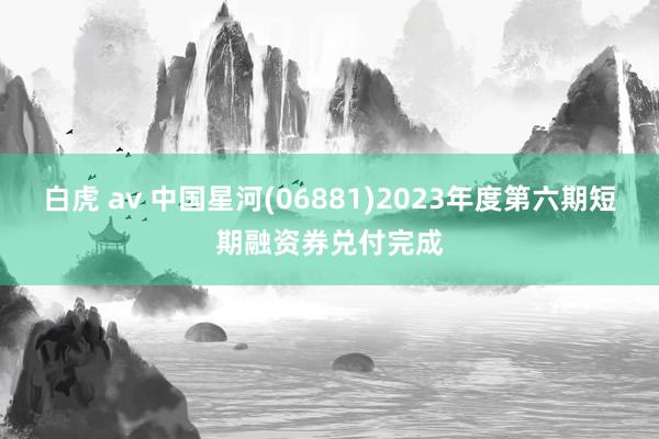 白虎 av 中国星河(06881)2023年度第六期短期融资券兑付完成