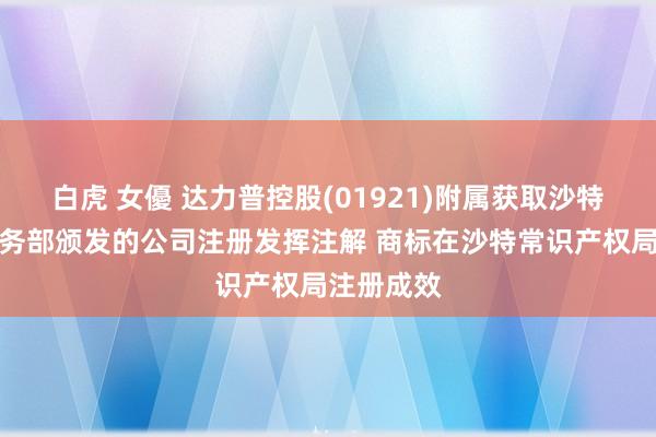 白虎 女優 达力普控股(01921)附属获取沙特阿拉伯商务部颁发的公司注册发挥注解 商标在沙特常识产权局注册成效