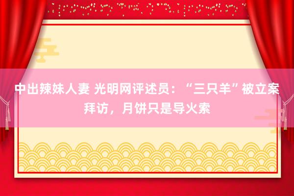 中出辣妹人妻 光明网评述员：“三只羊”被立案拜访，月饼只是导火索